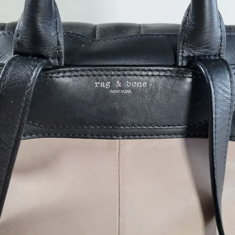 Rag & Bone Pilot Two Tone Backpack Leather Fawn Black Colorblock Purse Suede